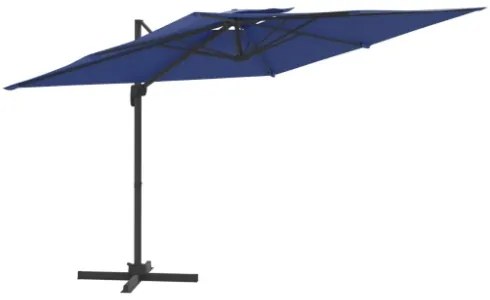 Ombrellone a Sbalzo Doppio Piano Azzurro 400x300 cm