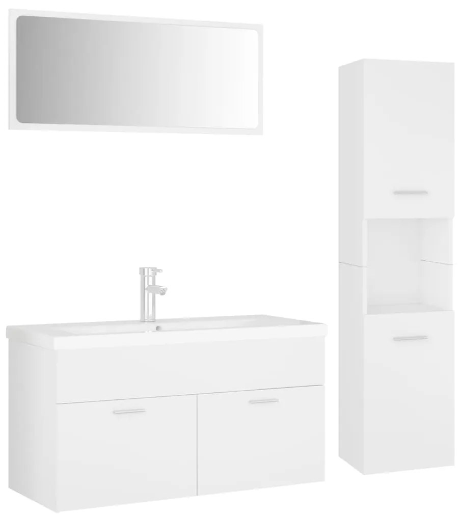 Set mobili da bagno bianco in legno multistrato