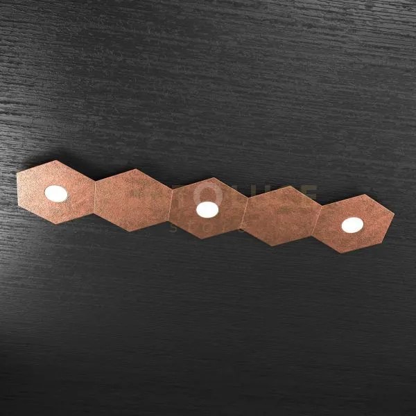 Hexagon applique-plafoniera 3 luci + 2 decorativo foglia rame 1142-...