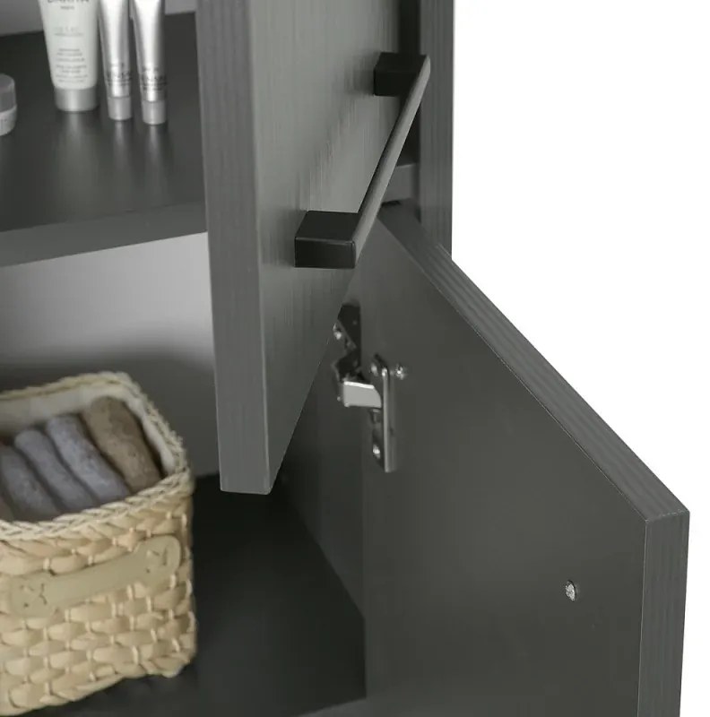 Colonna bagno sospesa 140 cm grigio effetto legno 2 ante soft-close Sofia
