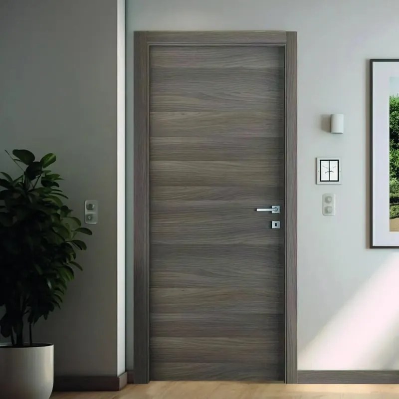 Porta tamburata battente CHIC noce L 60 x H 210 cm reversibile