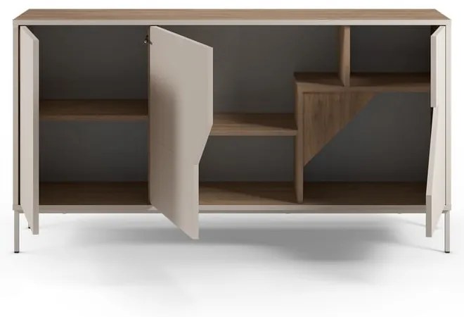 Cassettiera effetto rovere in colore crema-naturale 150x80x40 cm Lilou - Marckeric