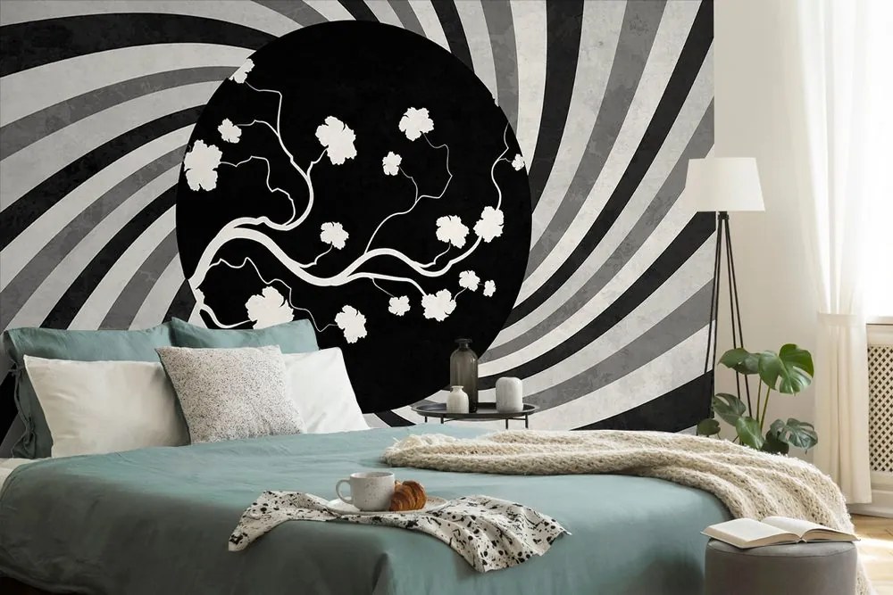 Carta da parati – Sfondo grunge asiatico bianco e nero