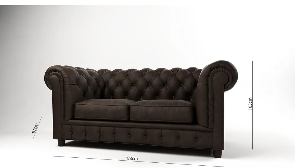 Divano in velluto marrone scuro 184 cm Cambridge - Ropez