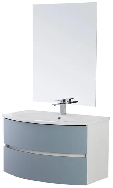Mobile bagno sospeso 90 cm Maiori azzurro polvere con lavabo e specchio