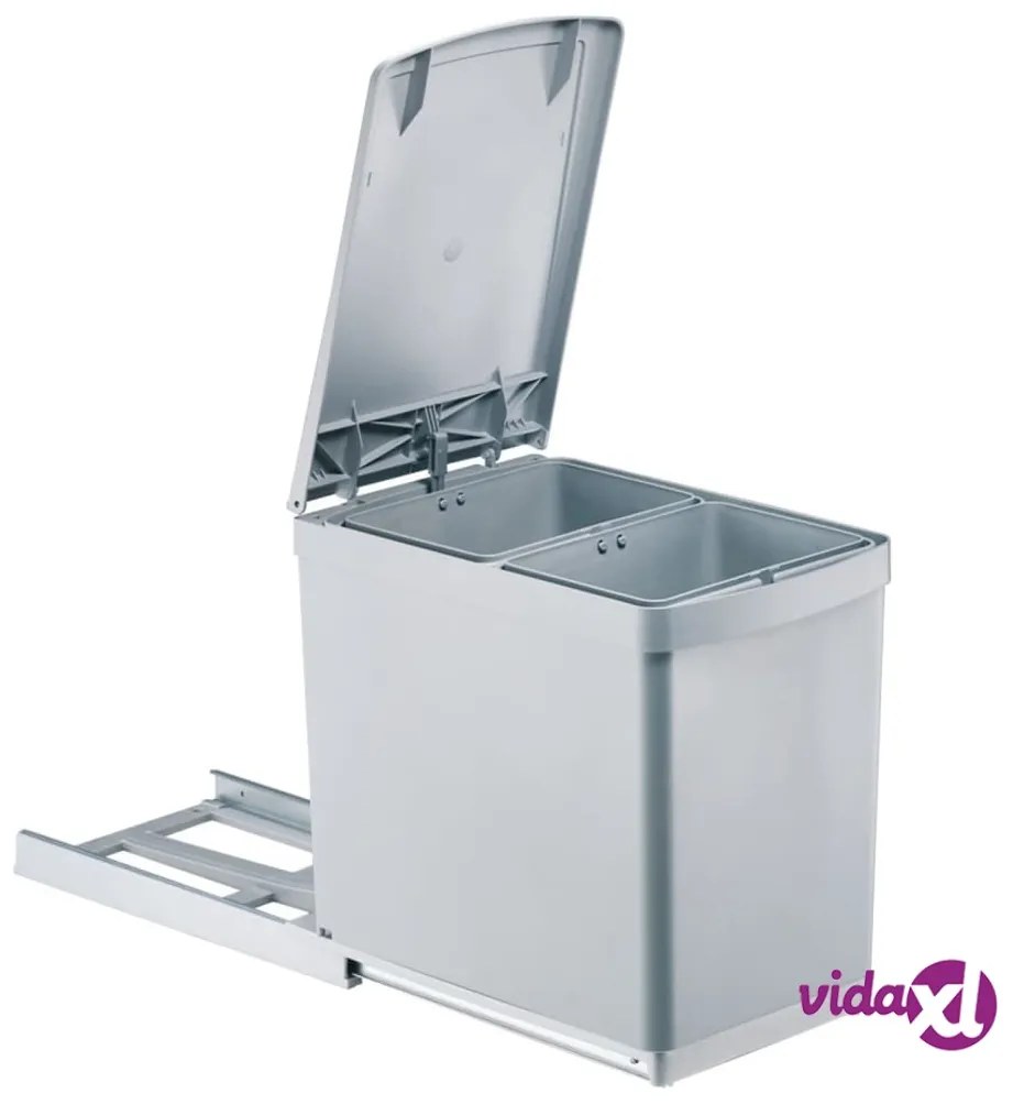 eyckhaus Contenitore Rifiuti Rotante da Incasso 2x7,5 L Grigio Argento