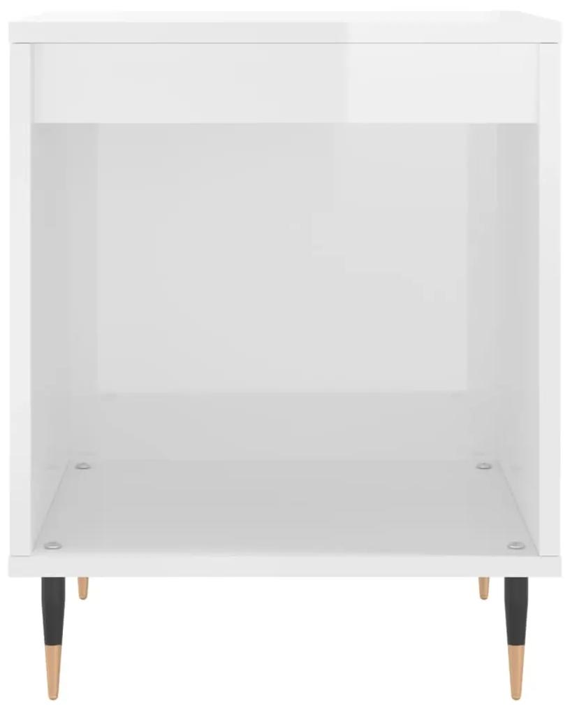 Comodino Bianco Lucido 40x35x50 cm in Legno Multistrato