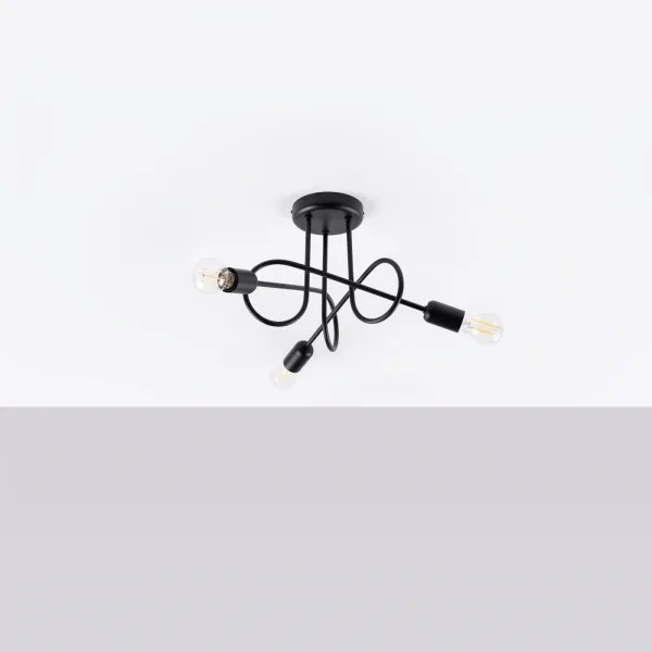 Sollux SL.1434 - Lampadario a plafone LOOP 3xE27/15W/230V nero