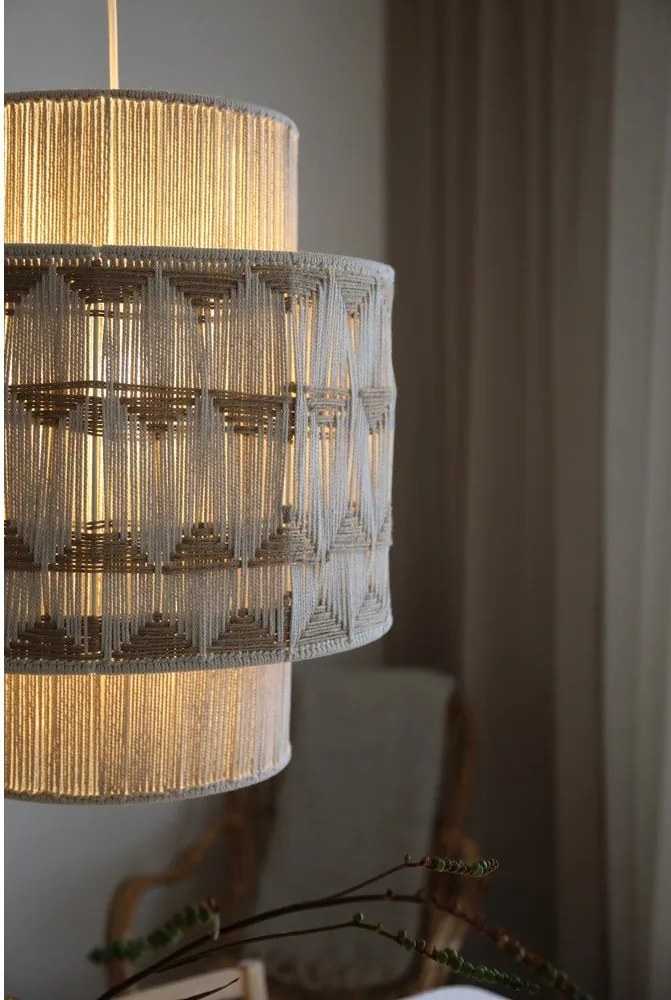 Lampadario di colore naturale con paralume in tessuto e con paralume in iuta ø 45 cm Ano – Markslöjd