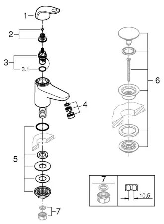 GROHE 20617001 - Valvola da banco SWIFT XS, cromata lucida