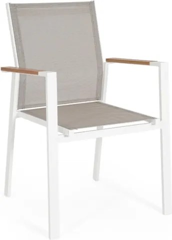 Sedia Da Esterno Con Braccioli In Alluminio E Textilene Heta Bianca Bizzotto