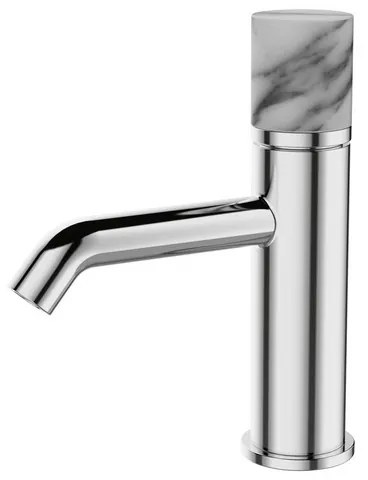 Kamalu - Miscelatore lavabo cromo con dettaglio in marmo bianco | MARMO-BIANCO