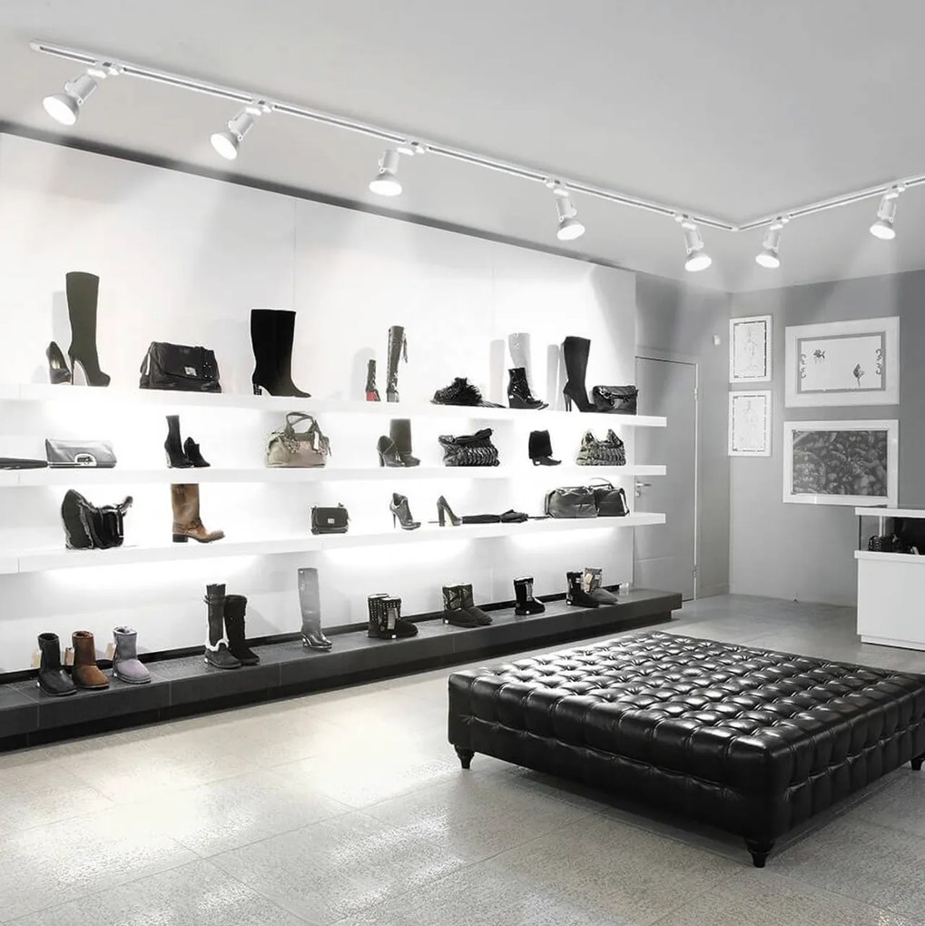 Faro E27 per binario monofase - Bianco - Orientabile Colore Bianco