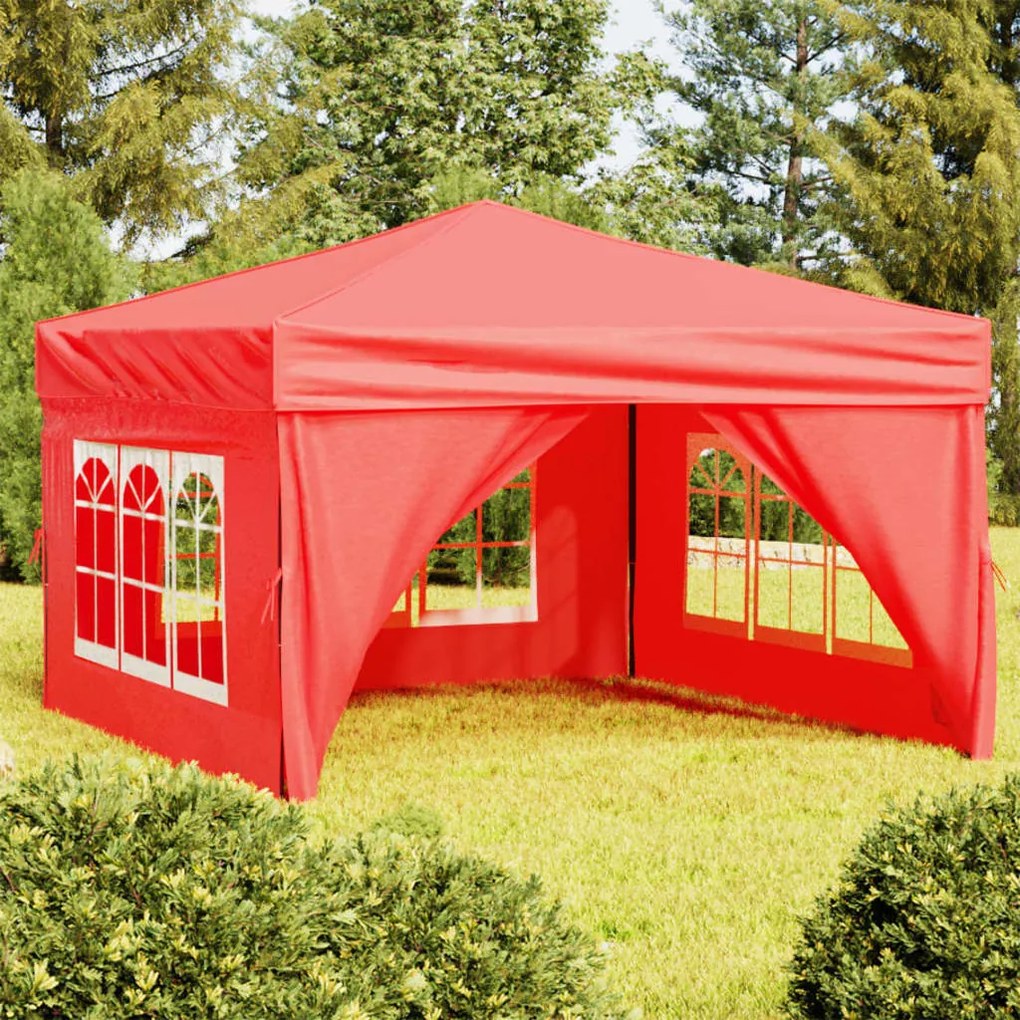 Tenda Per Feste Pieghevole Con Pareti Laterali Rosso 3x3 M /