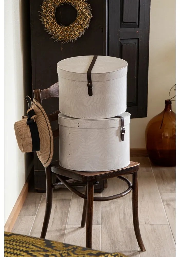 Scatole in set con coperchio color crema in cartone 2 pz ø 37,5x25,5 cm Rut Paper Laminate – Bigso