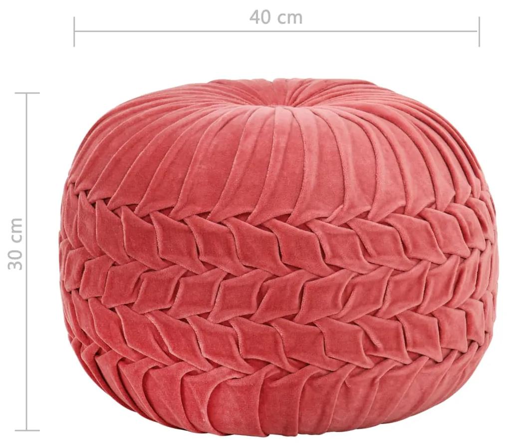 Pouf in Velluto di Cotone Design Fumé 40x30 cm Rosa