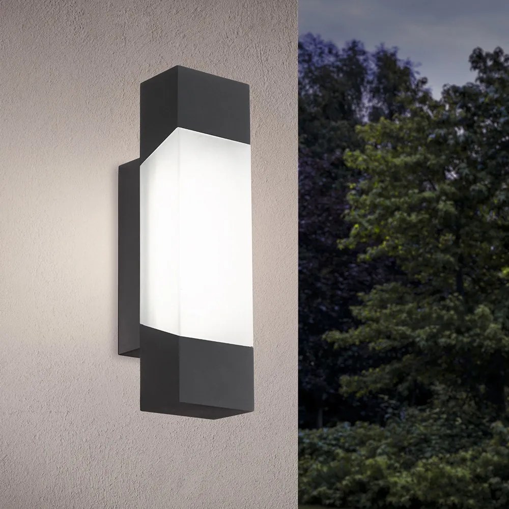 Applique Esterno Moderna Gorzano Metallo Grigio Policarbonato Bianco Led