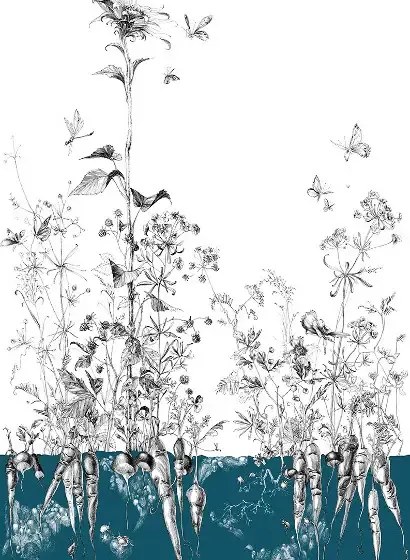 Edmond Petit Tapete Tournesol gauche - Bleu