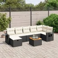 Set Divani da Giardino con Cuscini 8 pz Nero in Polyrattan 3264955