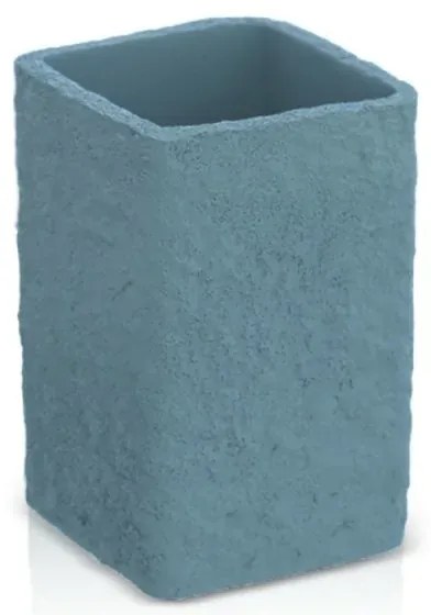 Accessori bagno in set da 3 pezzi in resina turchese cobalto effetto pietra