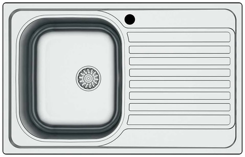 Lavello Inox 79x50 - Monostampo, 1 Vasca, Gocciolatoio - Superficie Satinata