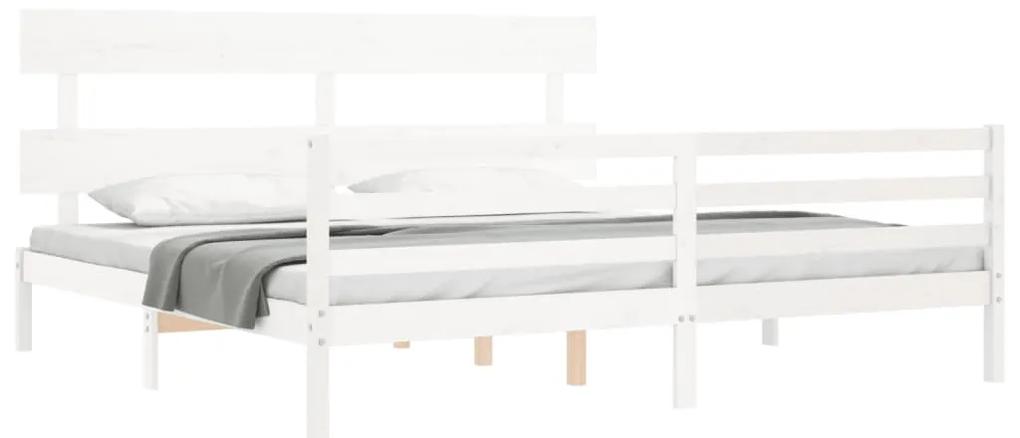 Giroletto con testiera bianco 200x200 cm in legno massello