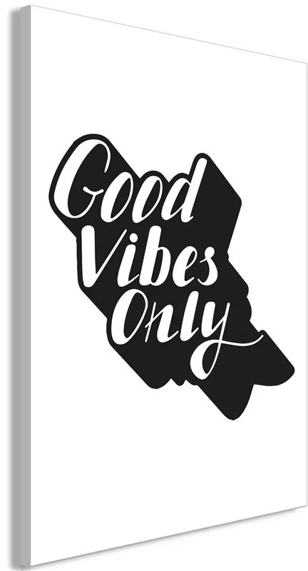 Quadro Positive Vibes (1 Part) Vertical  Colore bianco e nero, Dimensioni e Misure 40x60