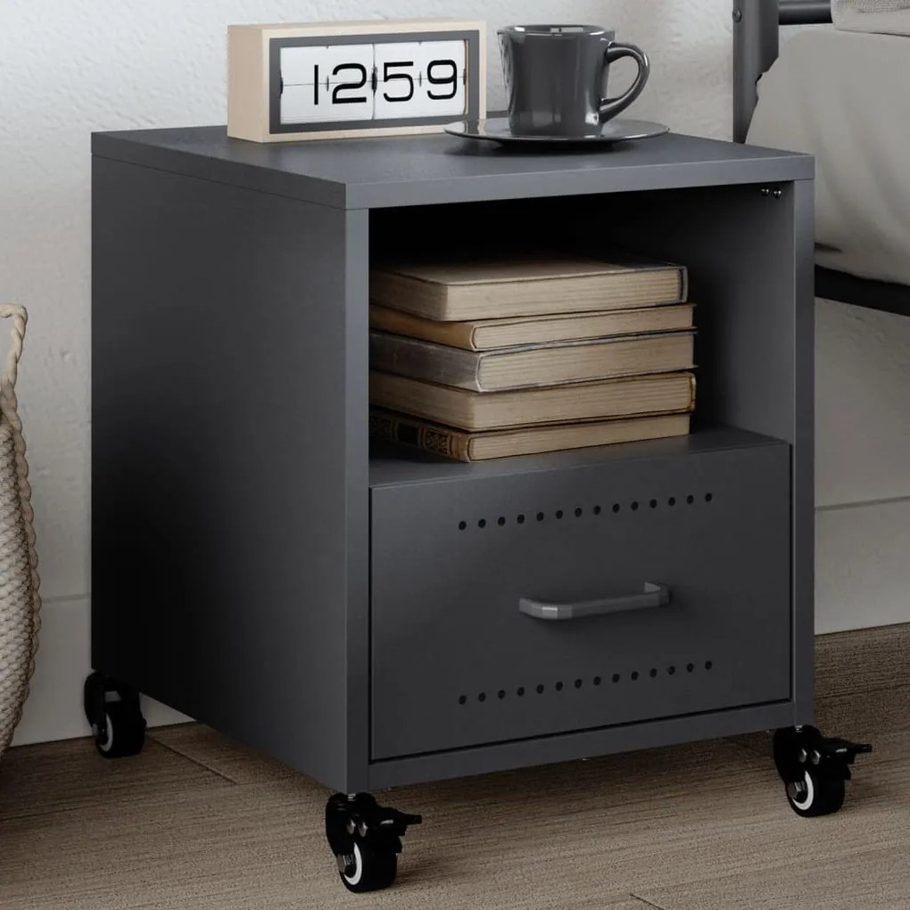 Comodino Antracite 36x39x43,5 Cm İn Acciaio /