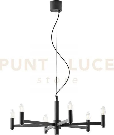 Lampadario karol grigio 6 luci attacco e14 72x120cm in metallo