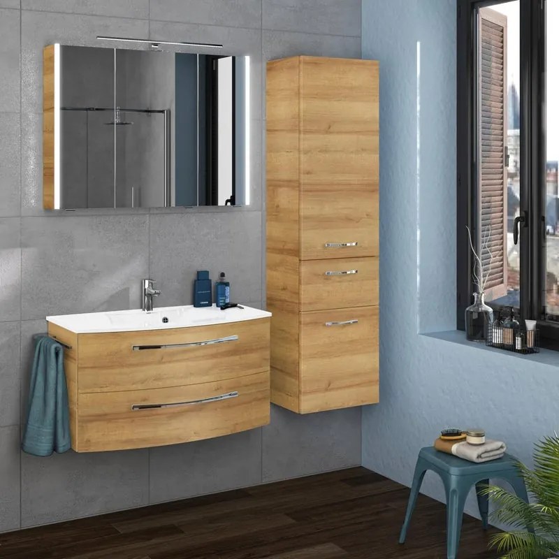 Mobile sottolavabo e lavabo Imagine quercia L 90 x H 48 x P 48 cm 1 vasca 2 cassetti