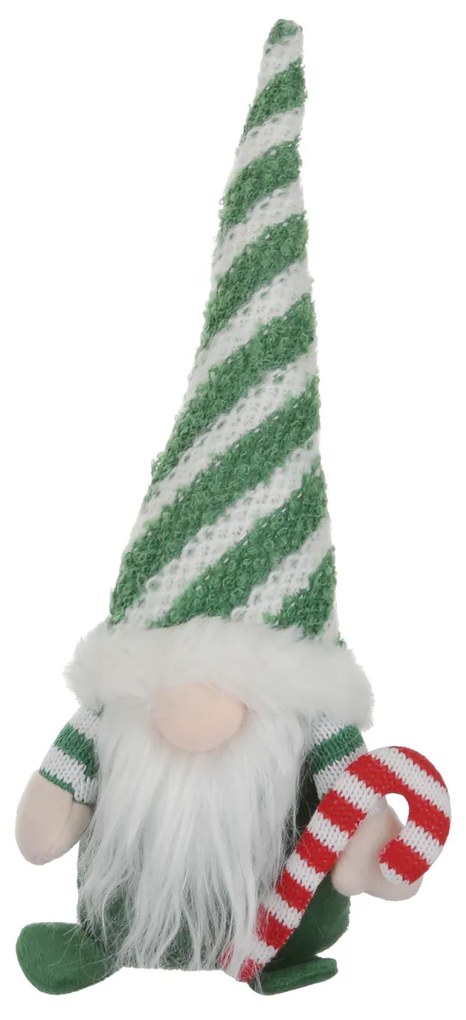 Gnomo Natale fermaporta 33 cm righe verde e bianco