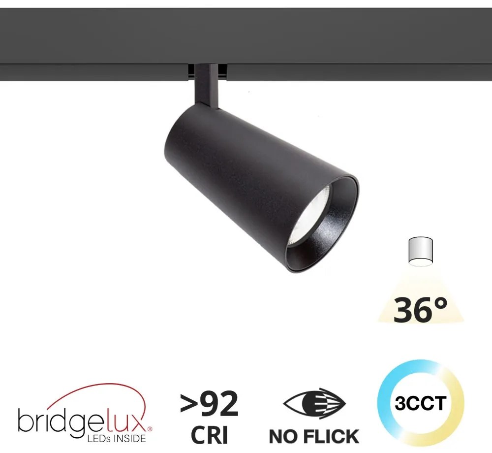 Faro LED 30W Magnetico, CCT, CRI92, 36°, Nero, 48V - BRIDGELUX LED Colore Bianco Variabile CCT