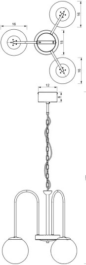 Lampadario a sospensione con catena CAMBRIDGE 3xE14/60W/230V nero