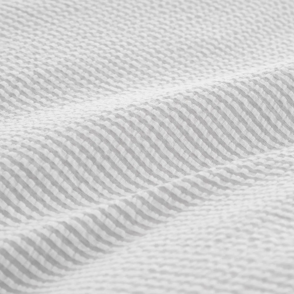 Set copripiumino e federa grigio chiaro in percalle di cotone per letto singolo 135x200 cm Seersucker Woven Stripe – Bianca