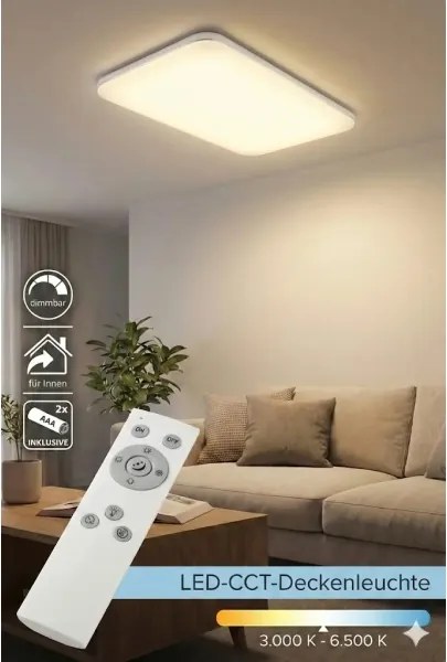 Plafoniera dimmerabile a LED/48W/230V, bianca + telecomando