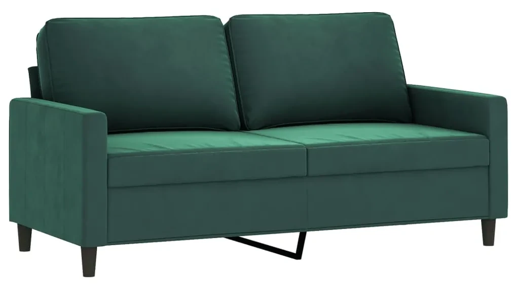 Divano a 2 posti verde scuro 140 cm in velluto