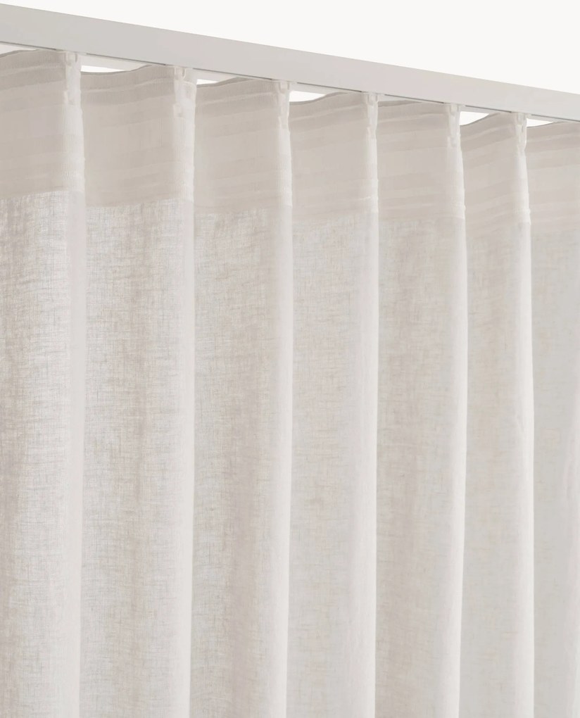 Set di 2 tende semitrasparenti in misto lino con multibanda Lill, larg. 140 cm