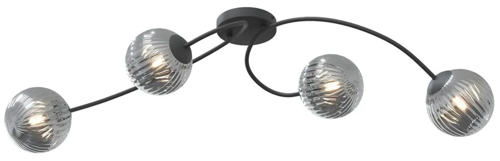 Lampada da soffitto in acciaio e vetro VIBRA 4 da interno 4xE14