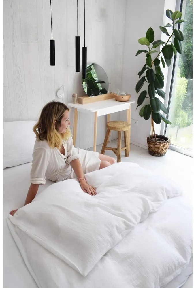 Biancheria da letto in mussola bianca per letto singolo 140x200 cm Plain Muslin - Butter Kings