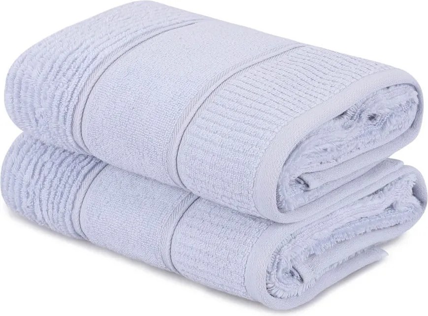 Set di asciugamani tipo terry azzurri in cotone 2 pz 50x90 cm Daniela – Foutastic