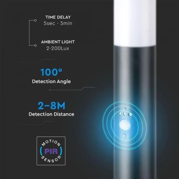 Lampada da esterno con sensore 1xE27/60W/230V IP44 80cm antracite