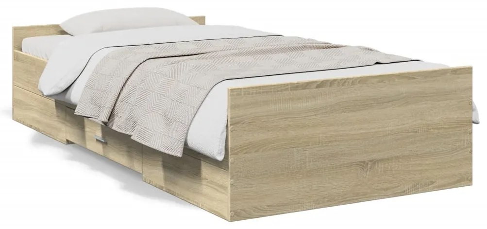 Giroletto cassetti rovere sonoma 90x190 cm legno multistrato