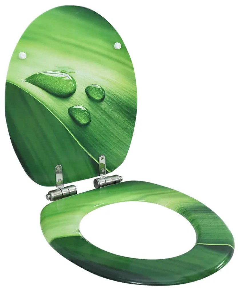 Tavoletta Wc Coperchio Chiusura Morbida Mdf Verde Goccia Acqua /