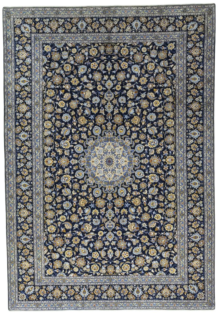 Kashan Tappeto persiano 440x310 Blu (Iran) Annodato A Mano