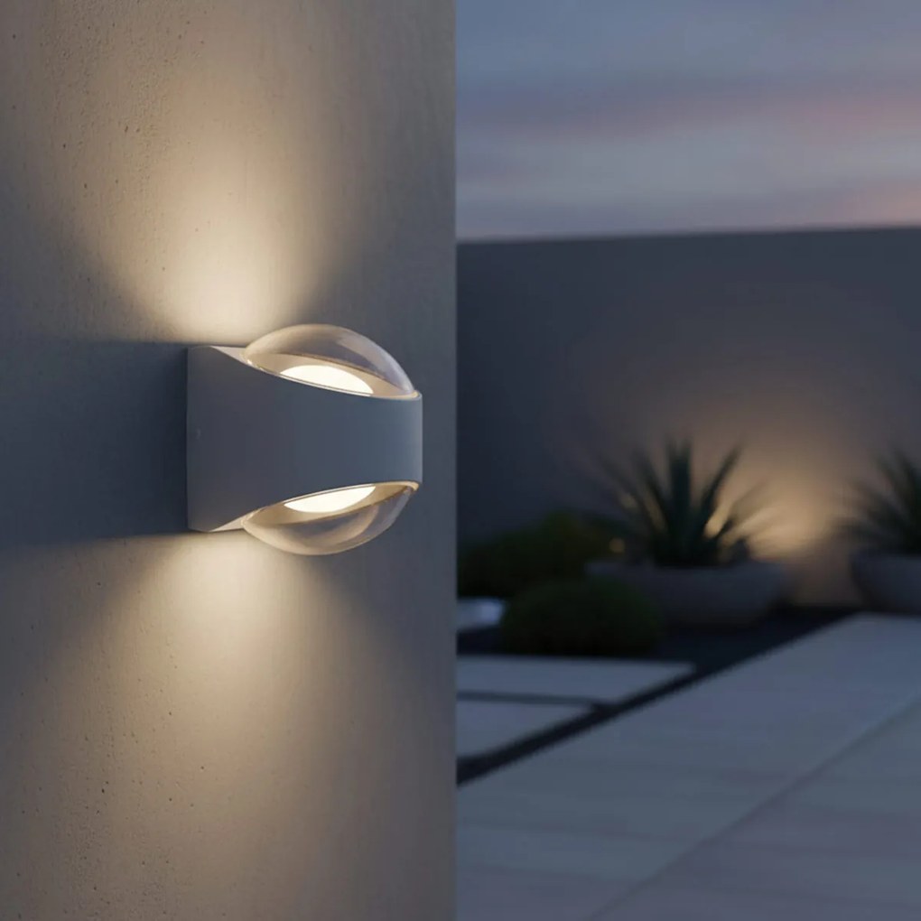 Applique LED 12W Bidirezione Curvo IP65 con LED Bridgelux - Bianca