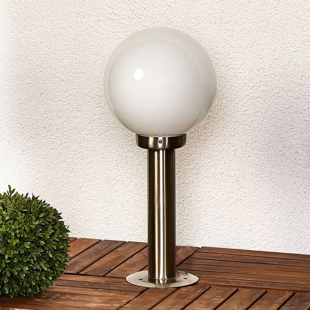 Lindby lampioncino Vedran, altezza 45 cm, vetro, acciaio inox