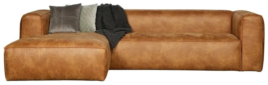 Divano angolare marrone in pelle riciclata, angolo sinistro Bean - WOOOD