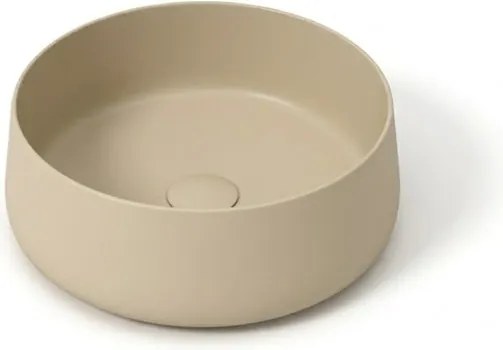 Lavabo da appoggio OLYMPIA CERAMICA Wave tondo in ceramica tortora opaco piletta non inclusa