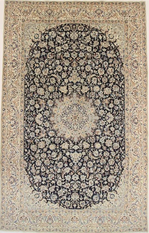 Nain Tappeto 240 x 380 Blu (Iran) Annodato A Mano