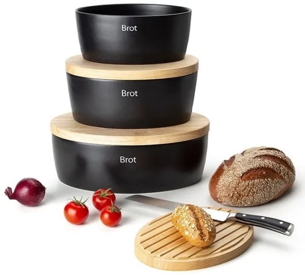 Continente C3730 - Portapane 13,5x30 cm nero/beige